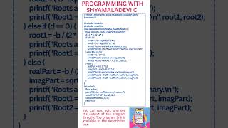 Write a C program to solve Quadratic Equation using Functions.