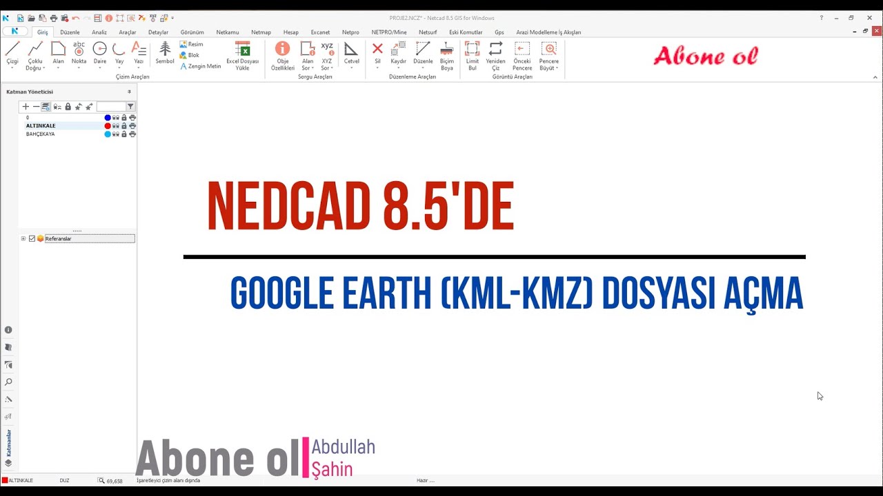 Netcad 8.5'de Google Earth (KML/KMZ) Dosyasını Açma ve Dönüştürme
