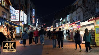 Korea  Hongdae, one of Korea's top 100 tourist destinations, is a street worth walking on! (4K)