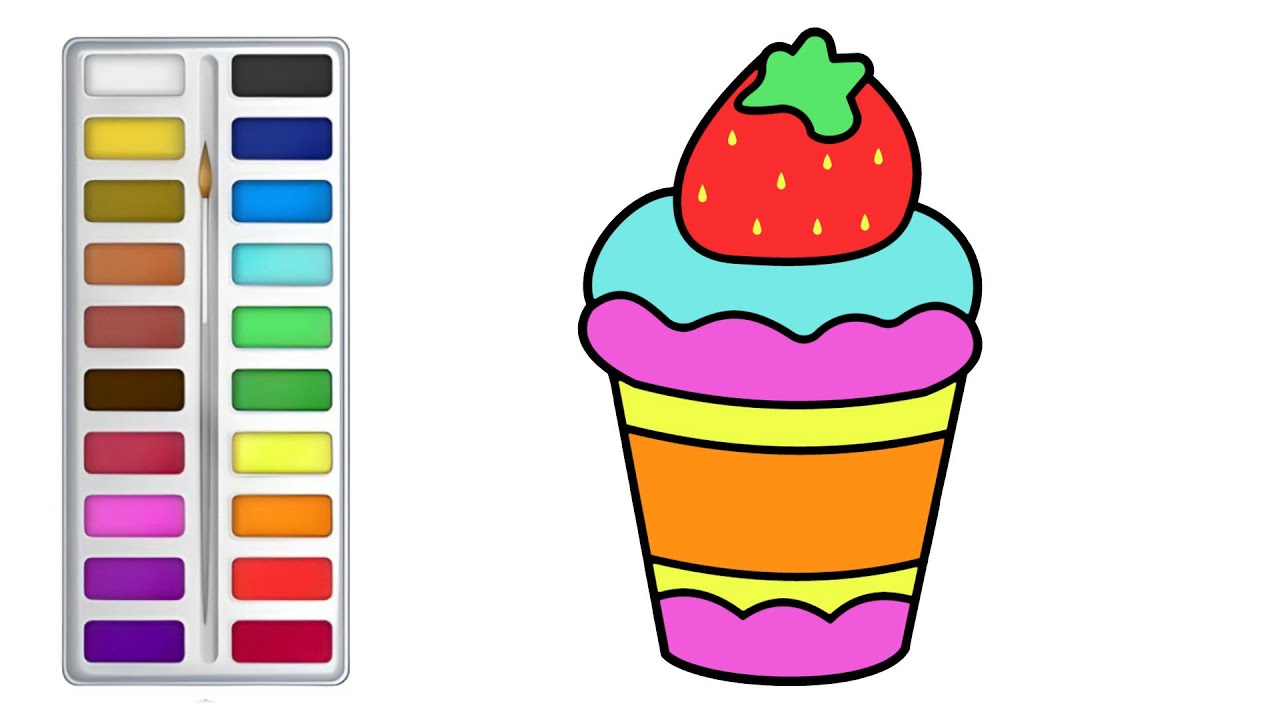 Drawing Coloring and Painting Strawberry Milkshake For Kids and Toddler
