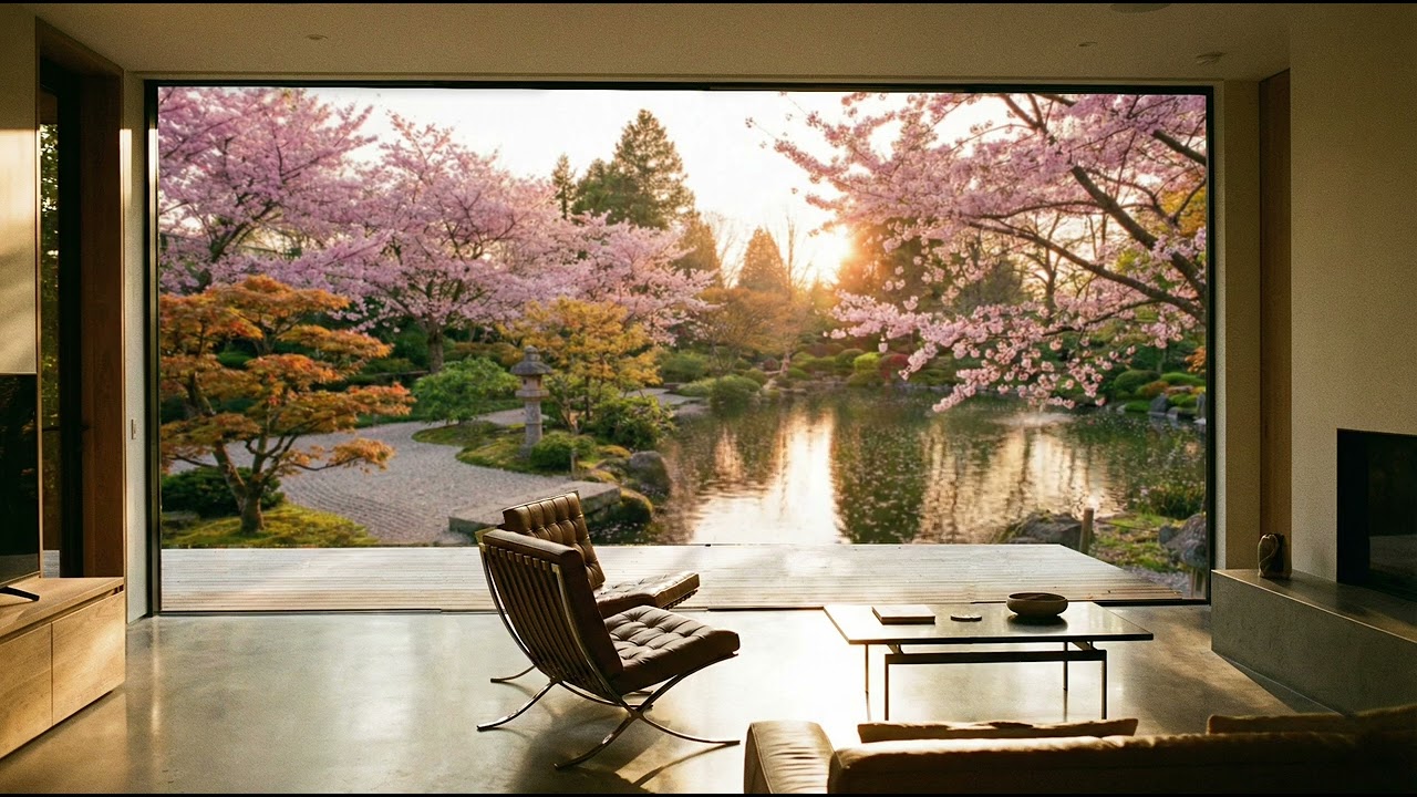 Relaxing Piano Music in a Luxury Japanese Garden 🌸 Water & Nature Soundscape