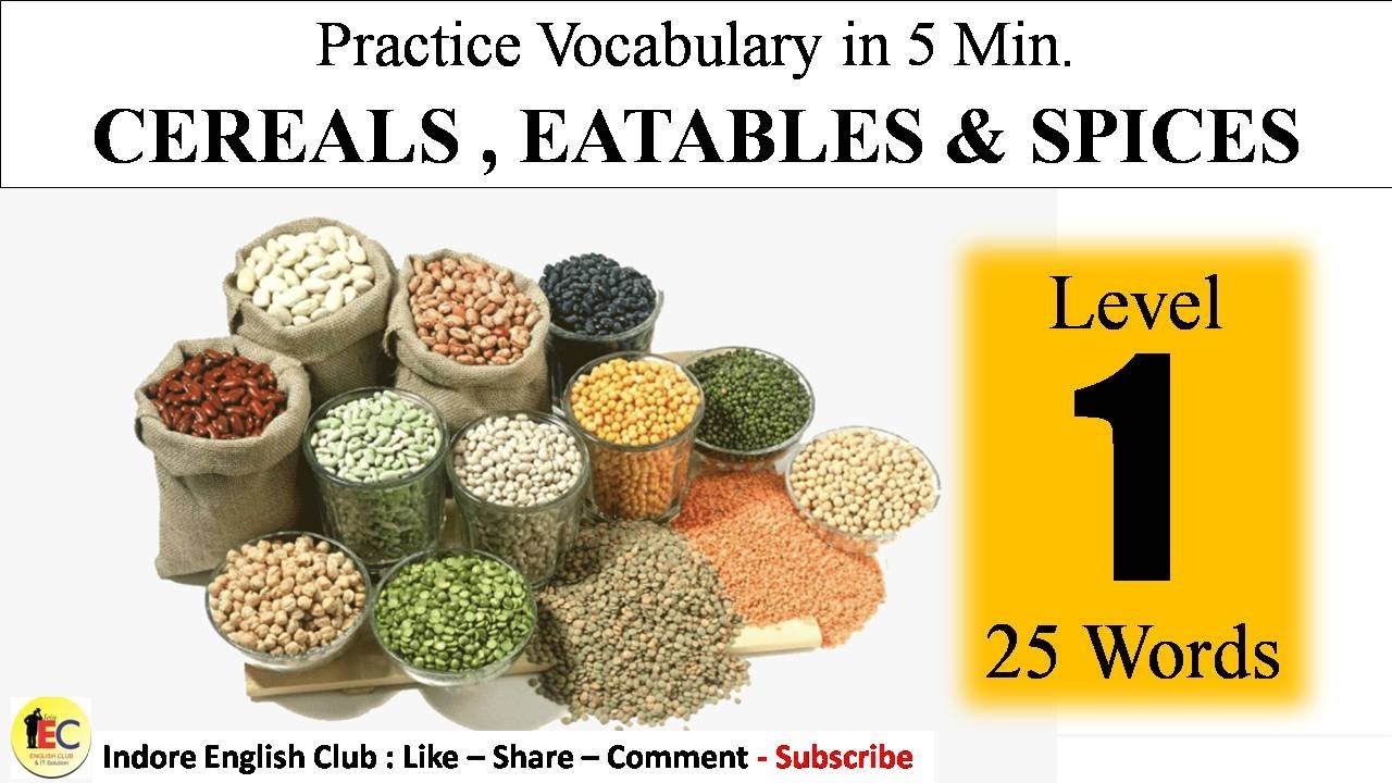 Cereals names Spices vocabulary Grains names in english Basic