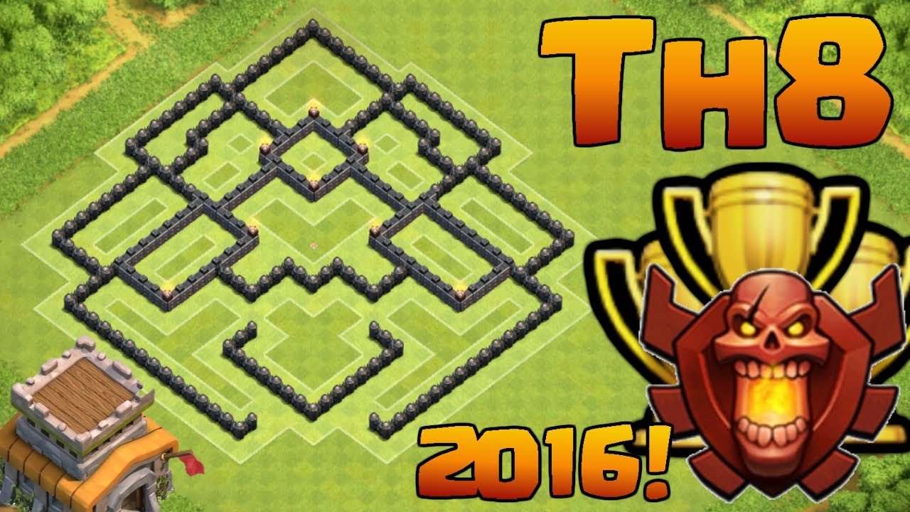 Clash of Clans Th 8 Trophy/Defenses Base With Bomb Tower 2016 - YouTube