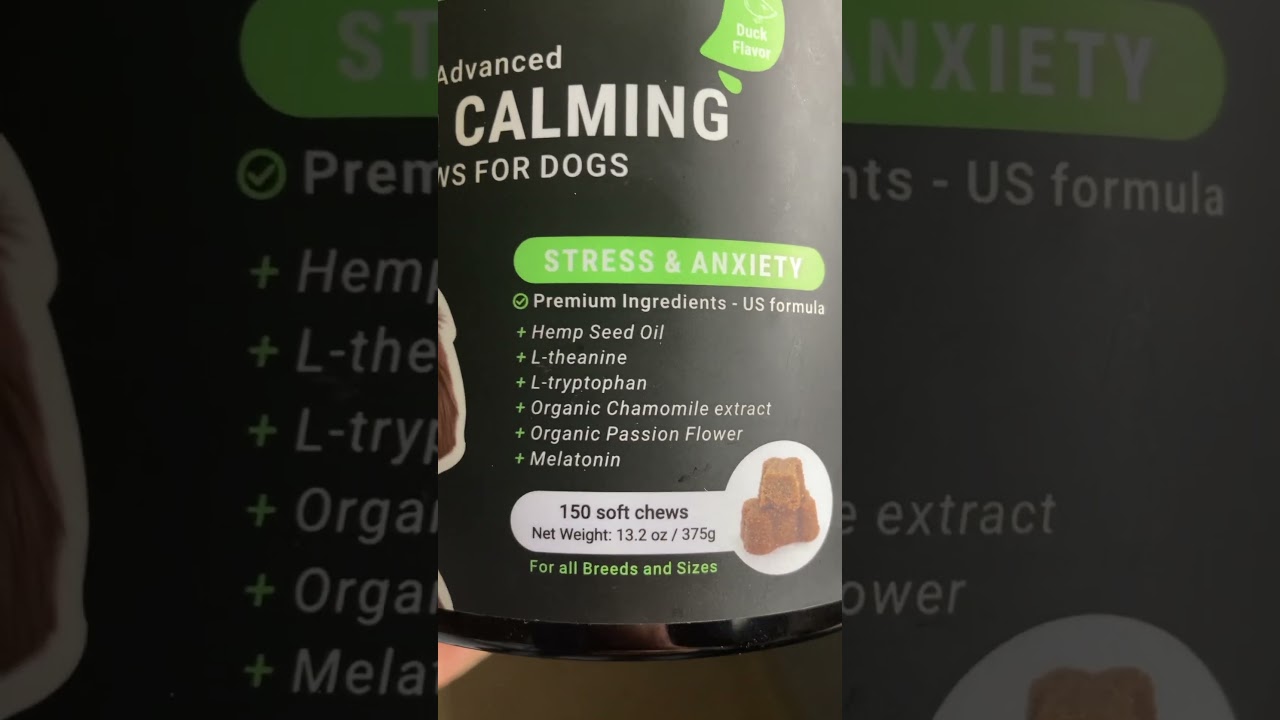 Hemp calming chews that seem to be helping hyperactive Buddy chill out