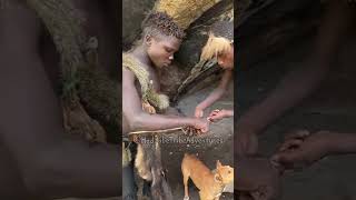 Hadzabe tribe bushmen always share all the food they have with each other