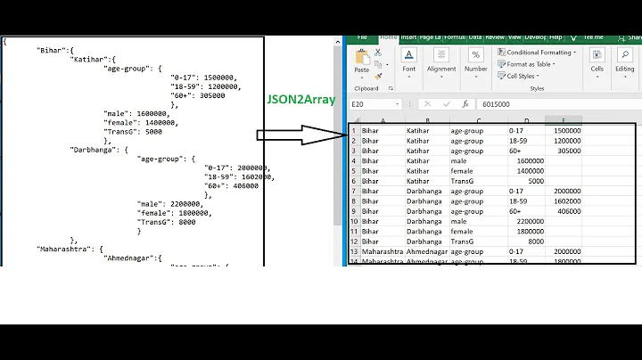 Parse JSON string into 2D array in excel VBA