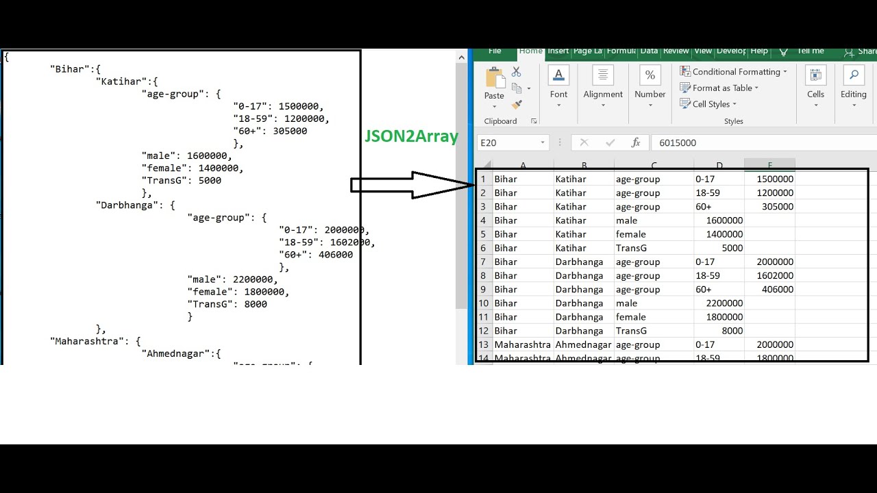 Parse Json String Into 2D Array In Excel Vba