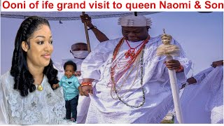 Ooni of ife visit his son and queen Naomi in grand style 