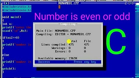 Number is even or odd in c language | Turbo C++