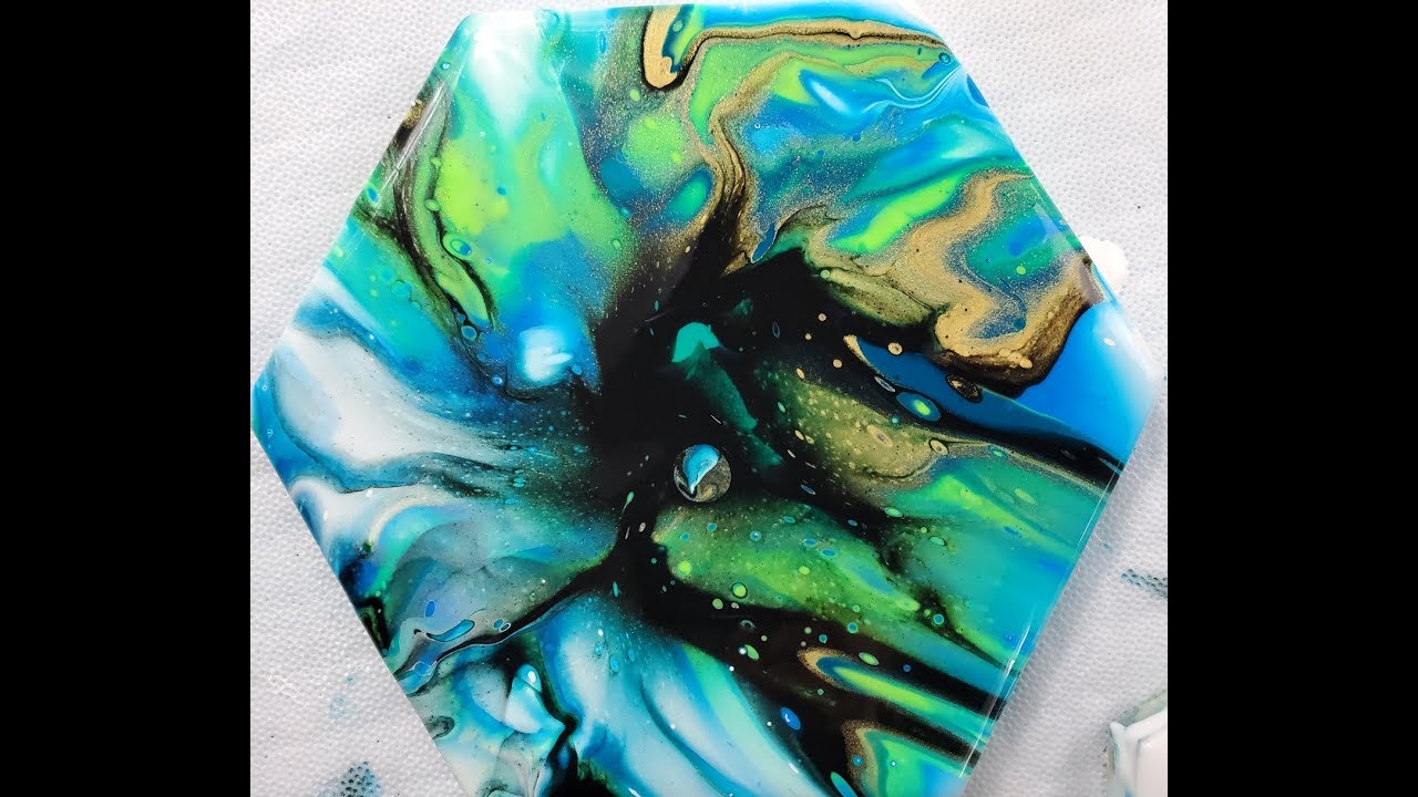 (231)  Chasing Colors: Acrylic Pour Bloom Technique on Coasters