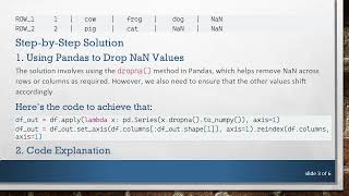 How to Remove NaN Values and Shift Data in a Pandas DataFrame