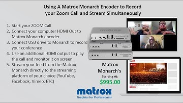 Recording and Streaming Zoom Calls Simultaneously with Matrox Monarch