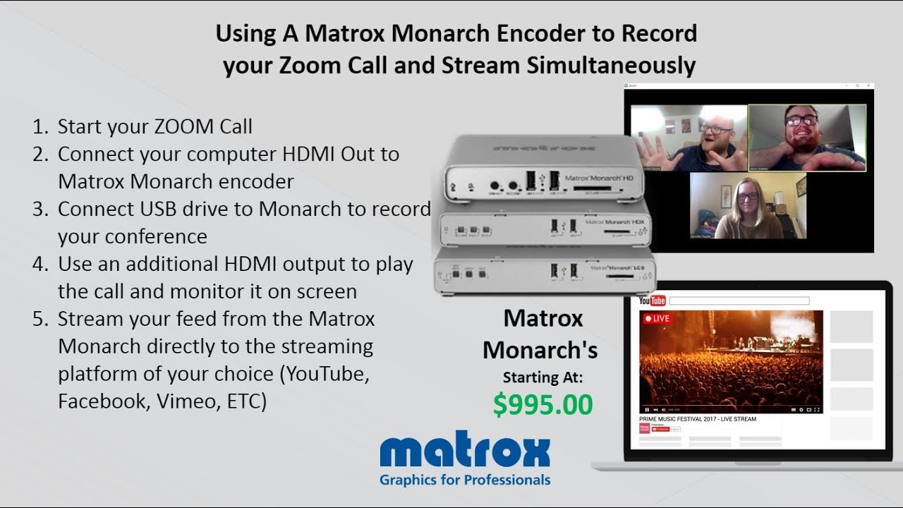 Recording and Streaming Zoom Calls Simultaneously with Matrox Monarch