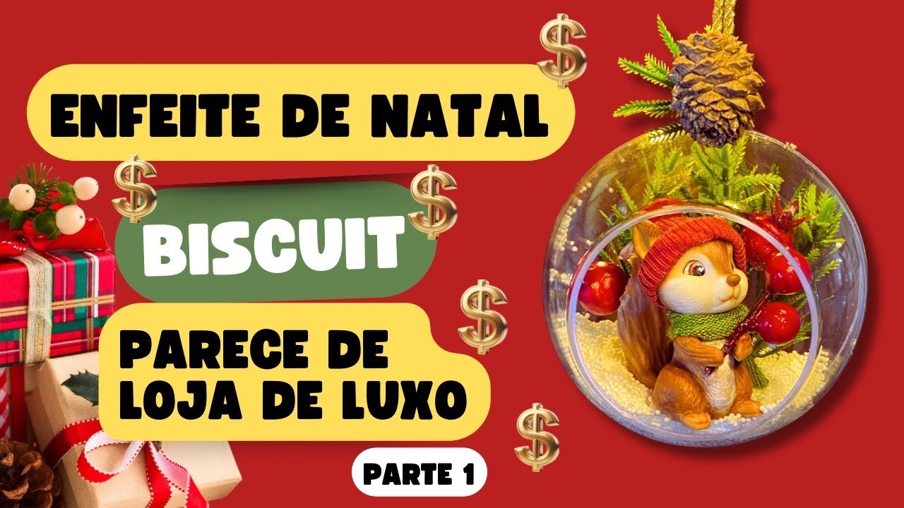 Enfeite de Natal com Biscuit Esquilo no Globo Acrílico – Passo a Passo - parte 1