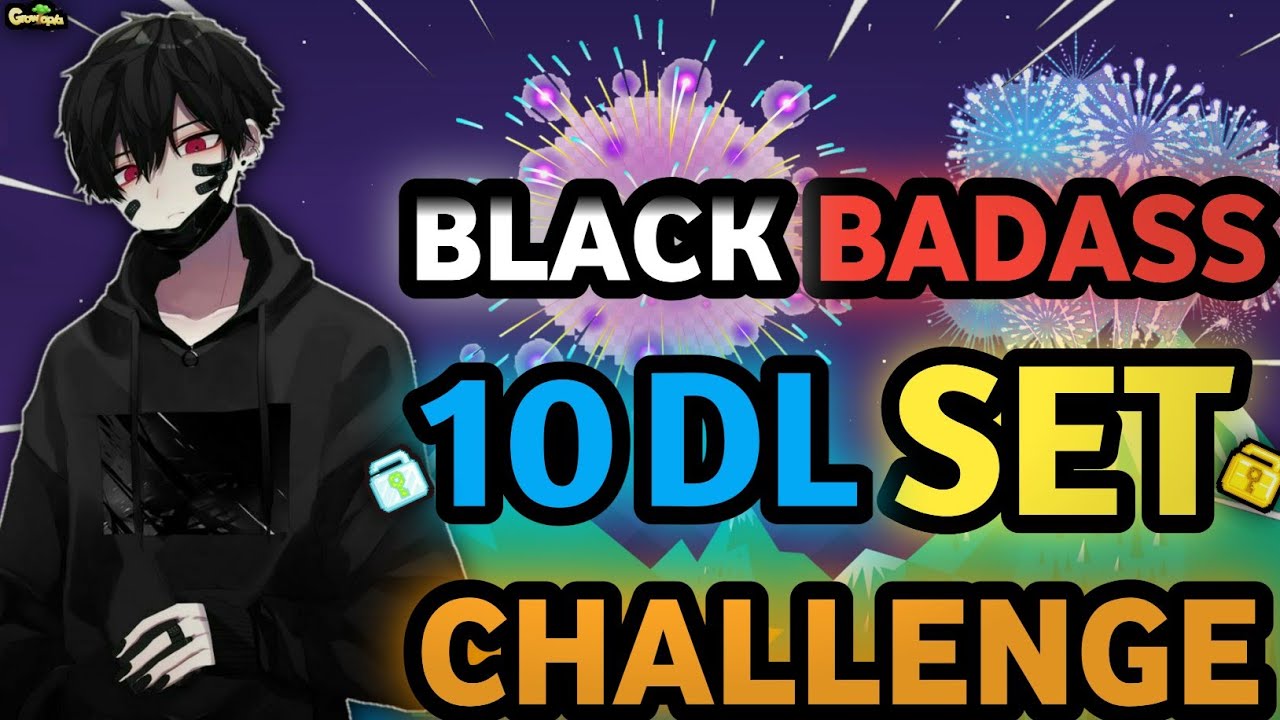 SPECIAL 10 DLS BLACK BADASS SET CHALLENGE (NEW SET!!) | Growtopia - Set Challenge 