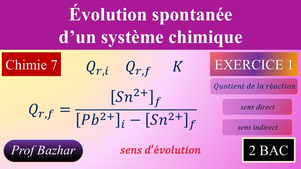 exercice 1 Évolution spontanée d’un système chimique 2bac biof - YouTube