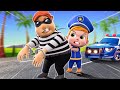 Catch a thief in a police car  baby police song  funny songs  nursery rhymes  pib little songs