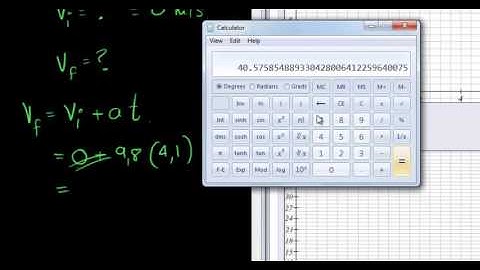 Example of vertical Projection graph for Falling object