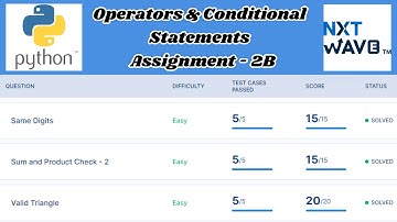 Operators & Conditional Statements | Assignment - 2B Answers | Python | NxtWave | CCBP 4.0
