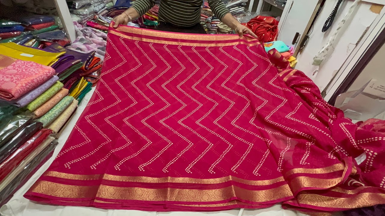 Unbelivable Challenging Price👌chickpet Bangalore wholesale Banarasi crepe georgatte chiffon sarees