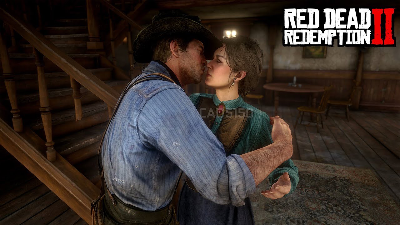 Mary Linton and Arthur Kiss Scene, rdr2 kiss scene, rdr2 kiss mary, rdr2 ma...