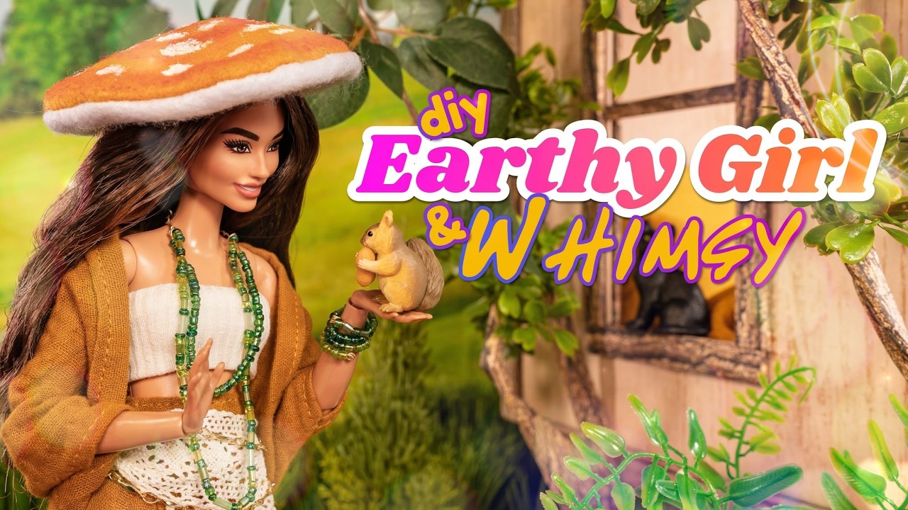 DIY Earthy Girl & Whimsical Aesthetic for Dolls : Mushroom Hat & Easy Fashion Tutorial for Barbie