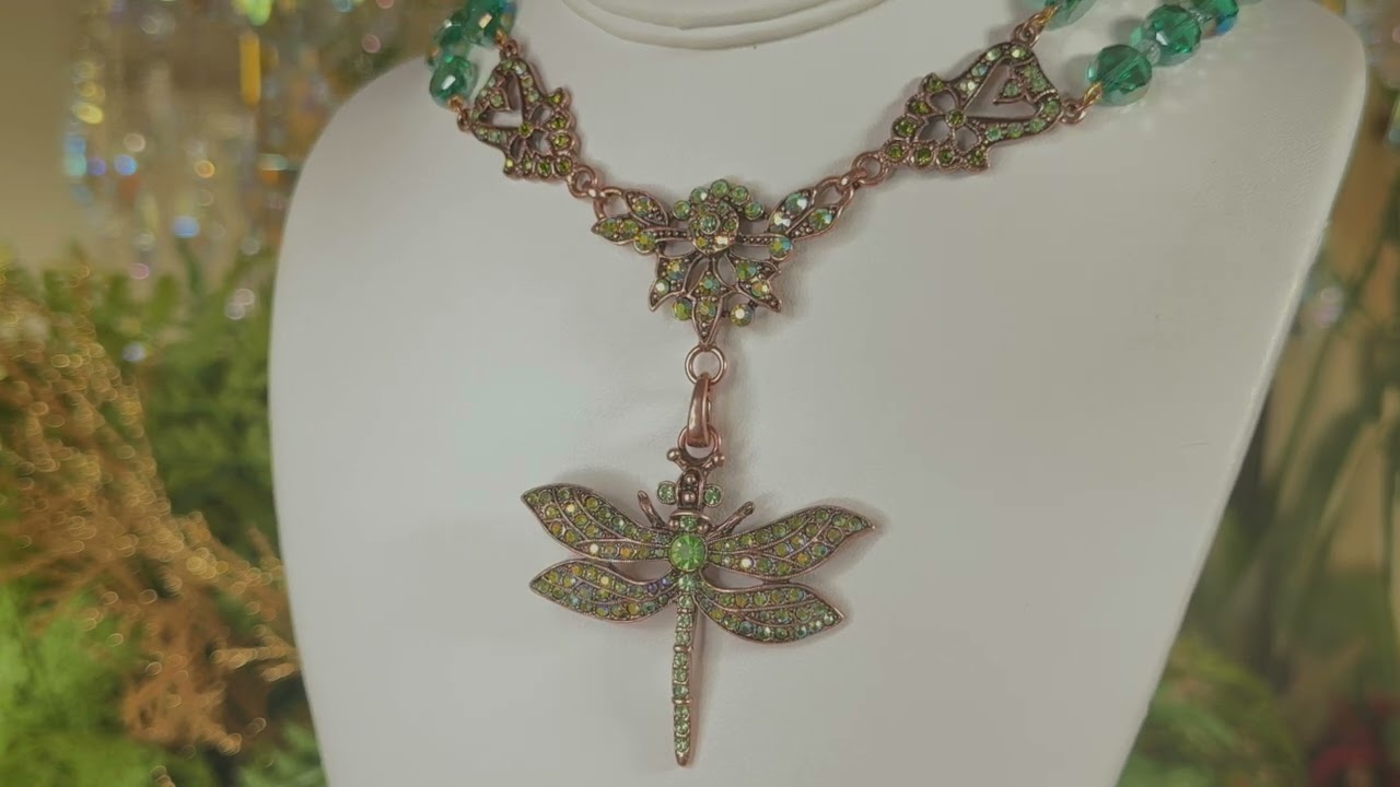 Couture Crystal Fantasia Dragonfly Necklace 3pc Set (Copper Ox Couture Crystal Fantasia Dragonfly Necklace 3pc Set (Copper Ox