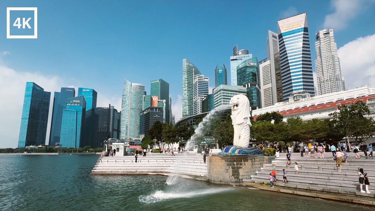 [4K] Dari Patung Merlion ke Jembatan Cavenagh | Singapore