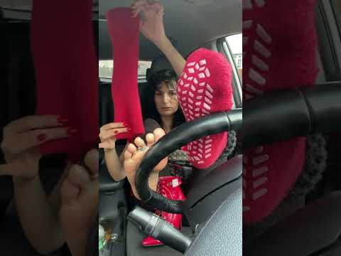 Pedal pumping red kinky boots one nylon on one off and leg warmers ❤️👠