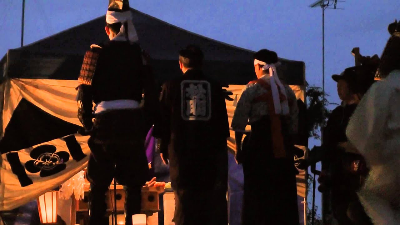 松明あかし2014　御神火隊が御神火奉受式　二階堂神社にて