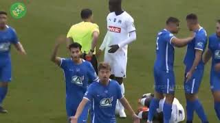 Eric Bailly given a straight red for a kick to the chest after 15 mins in their match vs Hyères FC!