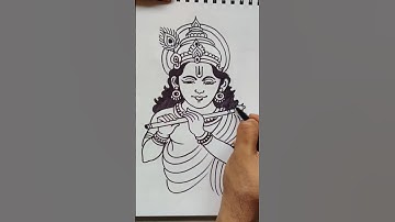 Quick simple and easy drawing of Lord Krishna playing flute/ Krishna drawing/ Kanhaiya playing flute