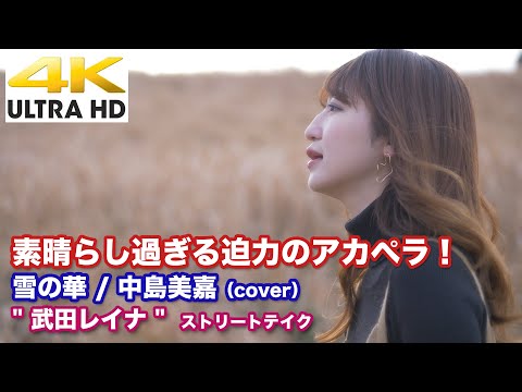 【4K】素晴らし過ぎる迫力のアカペラです！　雪の華 / 中島美嘉（cover）" 武田レイナ " ストリートテイク "もっちゃんの部屋"コラボ 4K動画