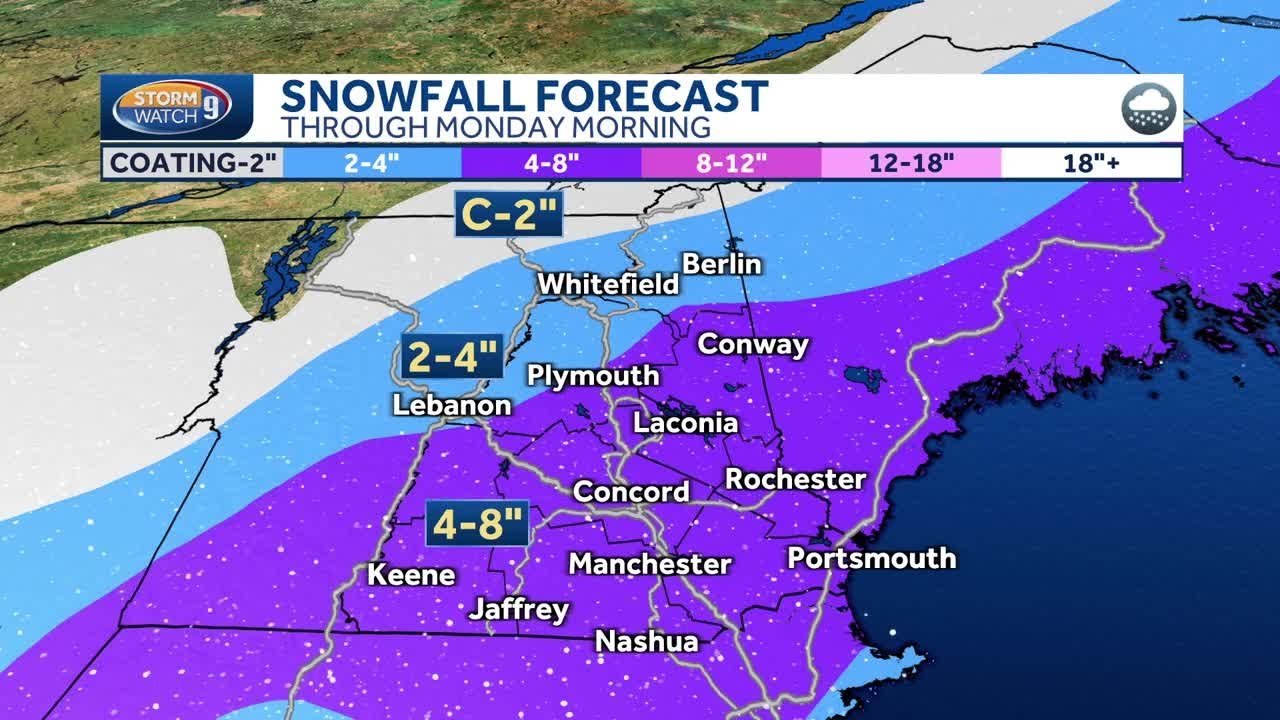 Snow to create difficult travel across much of New Hampshire - YouTube