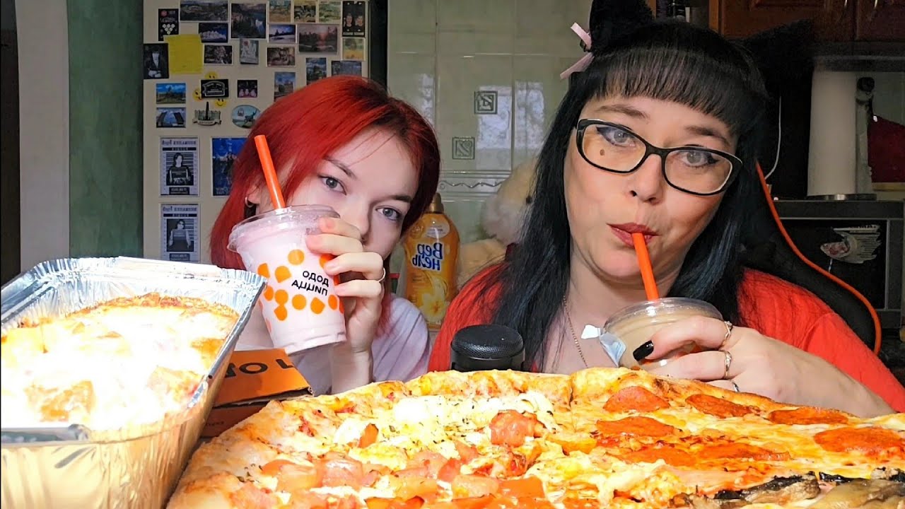 Мукбанг | Пицца четыре сезона, Паста Карбонара,молочные коктейли ...