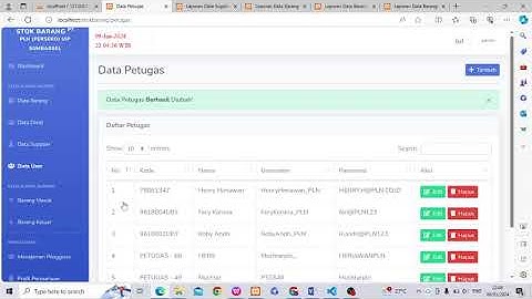 DEMO APLIKASI INVENTARIS BARANG DI PLN UIP SUMBAGSEL