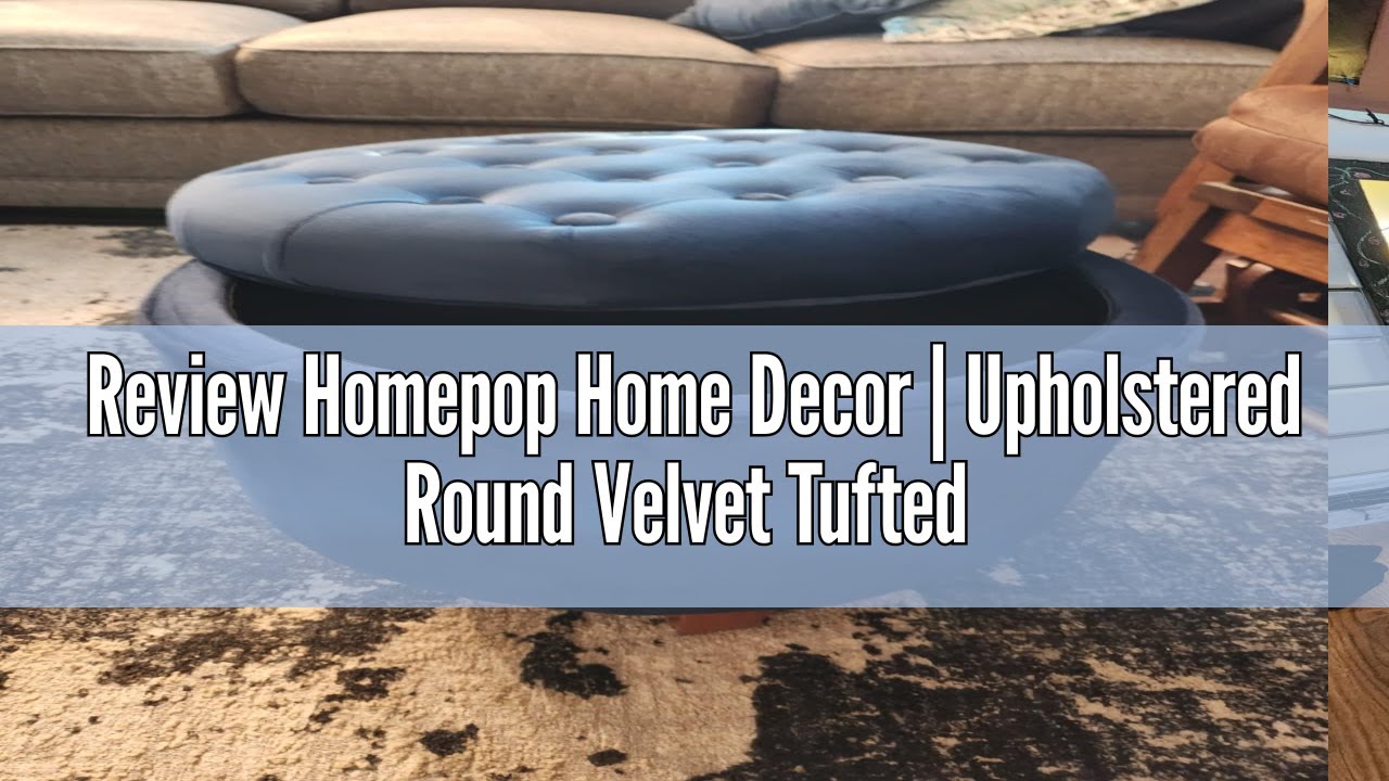 Review Homepop Home Decor | Upholstered Round Velvet Tufted Foot Rest Ottoman | Ottoman with Storage