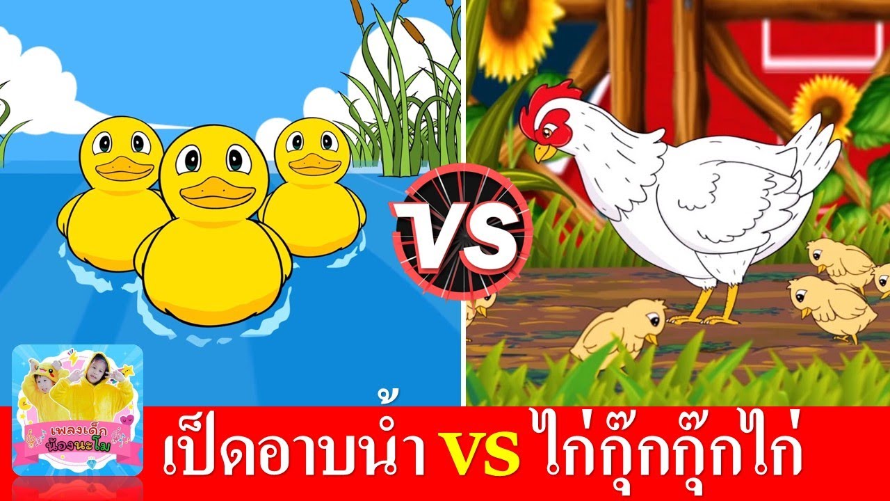 เพลงเป็ดอาบน้ำ vs ไก่กุ๊กกุ๊กไก่ | เพลงเด็กในตำนานสือการเรียนการสอน