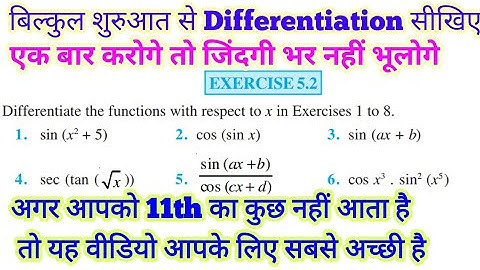 Differentiation BASICS FORMULA,RULES,CHAINRULE,EXAMPLES5.2EXERCISE,QUESTION5.2EXERCISE NCERT MATHS12
