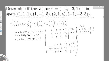 Determine if the vector v is in span - Linear Algebra