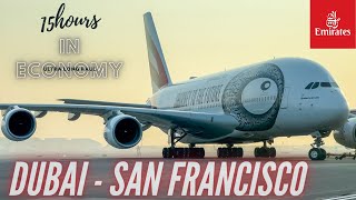 15 hours in Economy! | Dubai - San Francisco  | Emirates Economy Class | Airbus A380 | Trip Report