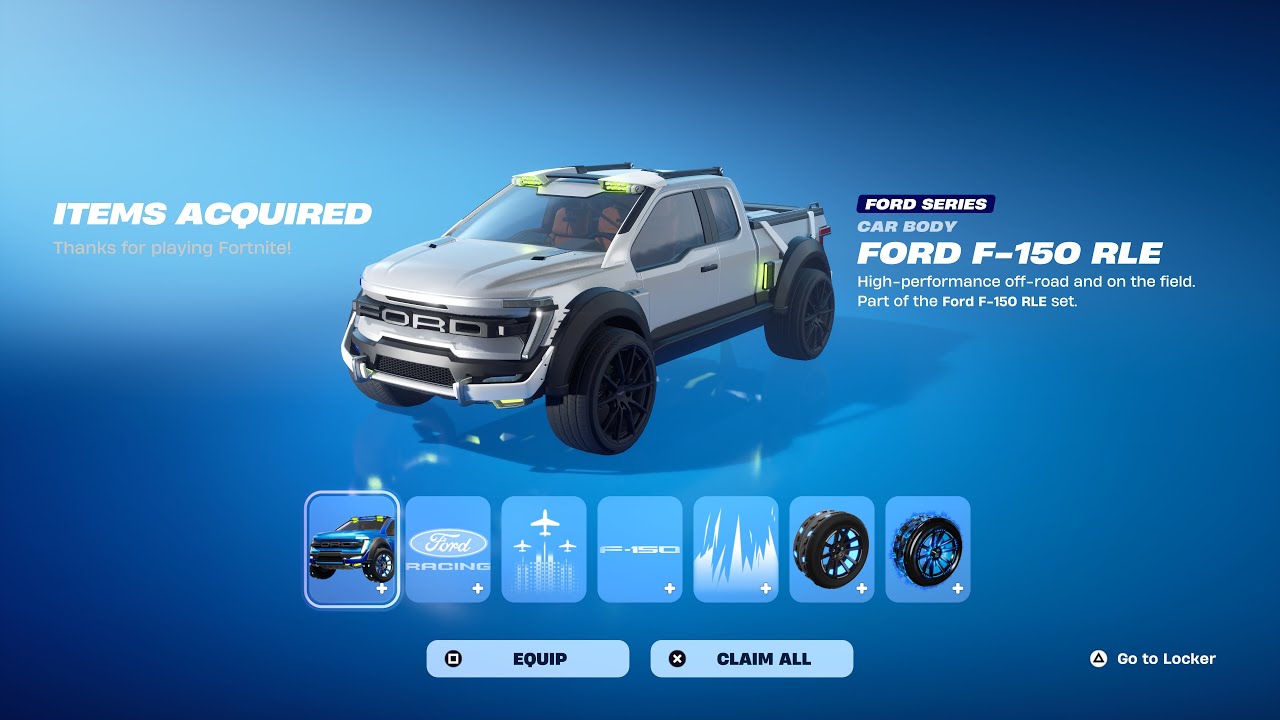 How To Get Ford F-150 RLE Car Body For FREE! (Fortnite Rocket League)