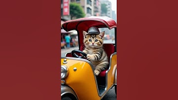 cat drive auto rickshaw #shorts #youtube #trending #shorts #cat #funny #video #ai