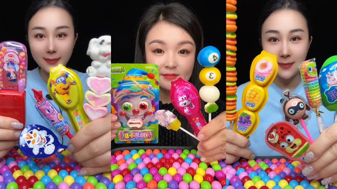 Разноцветные конфеты и закуски P415 🍭🌈🍫 | ASMR Мукбанг 🎉 