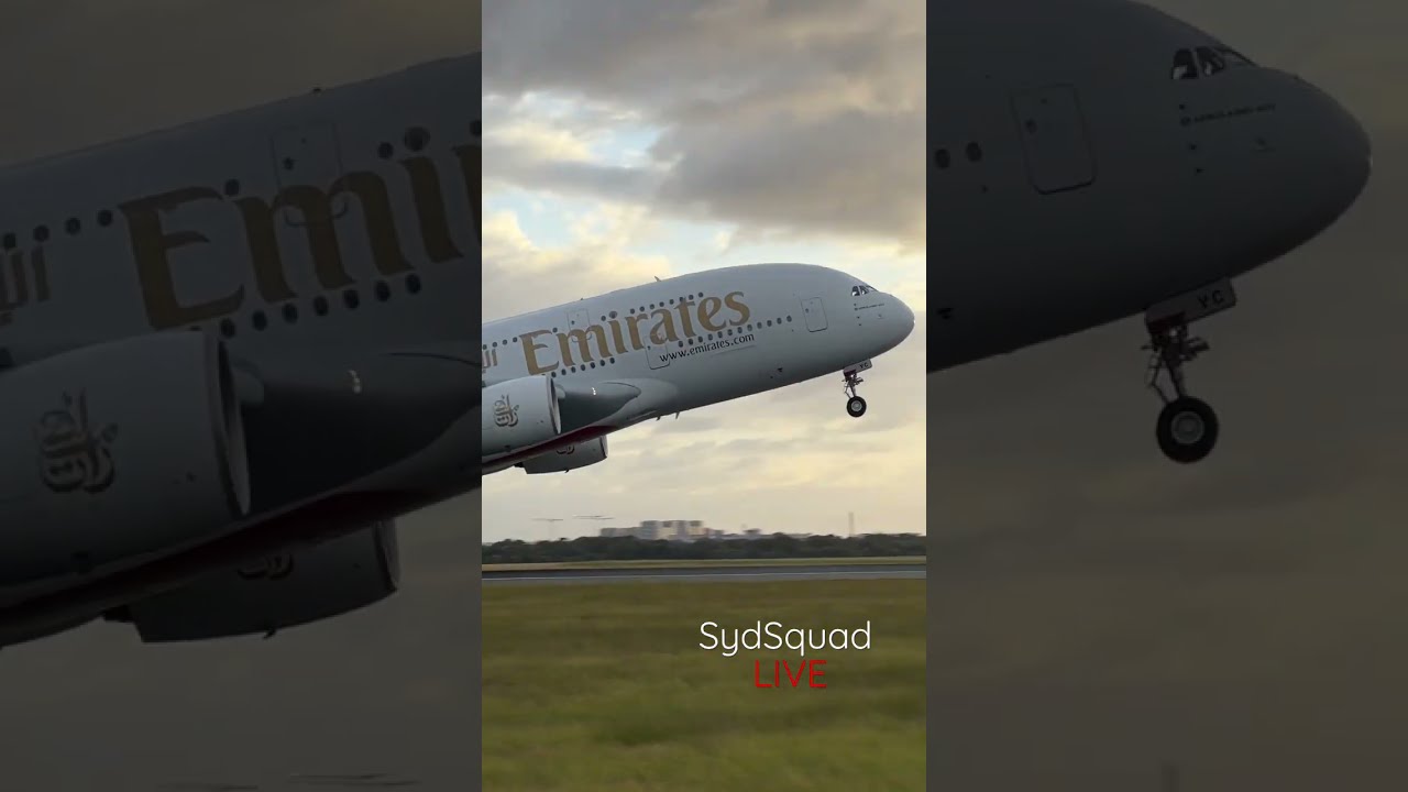 HEAVY A380 Takeoff Sunrise Emirates Airlines Airbus