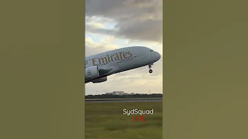 HEAVY A380 Takeoff Sunrise Emirates Airlines Airbus A380 