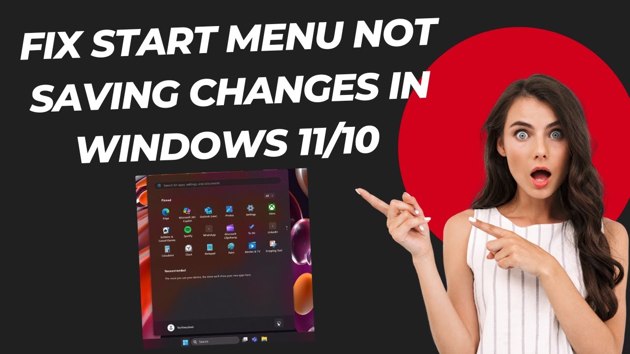 Fix Start Menu Not Saving Changes In Windows 11/10 - YouTube