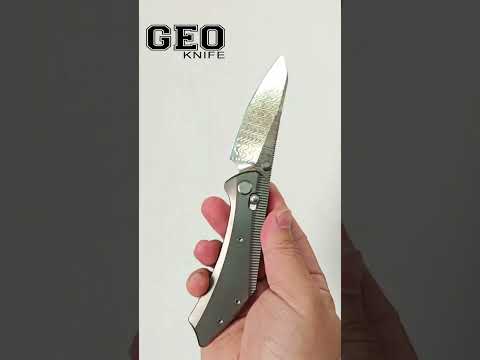 Premium EDC: Titanium handle meets Damascus & copper blade. GEO Knife excellence.   