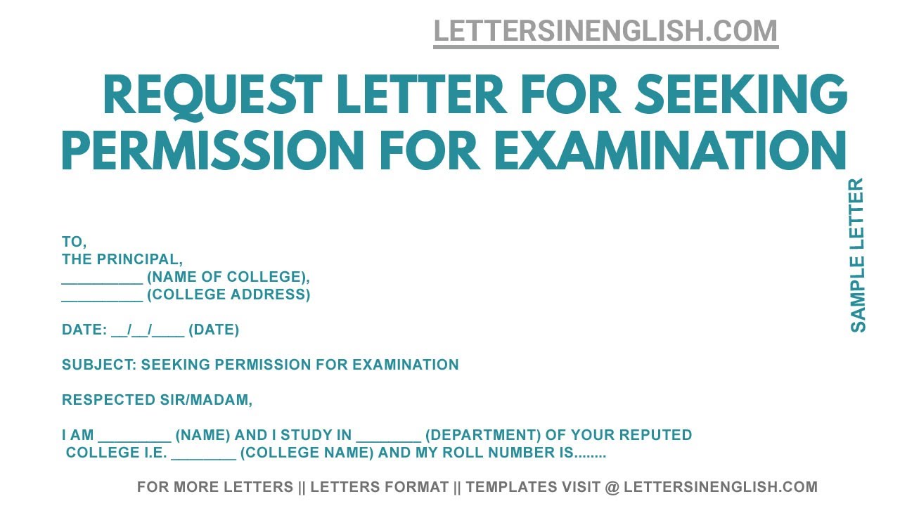 application letter for exams format