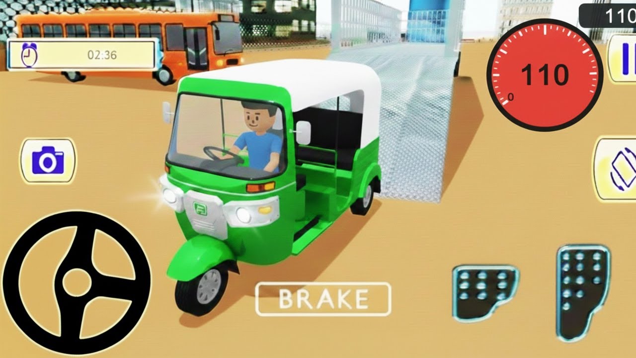Modern Rickshaw Cargo Train Driving Game #6 - Tuk Tuk Auto Rickshaw Game - Auto Racing Transport